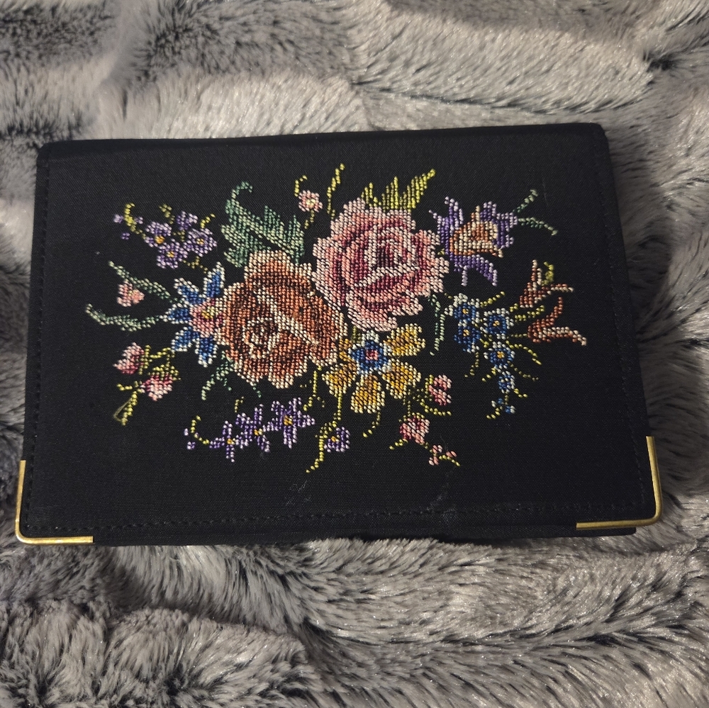 Embroidered Floral Black Laptop Case